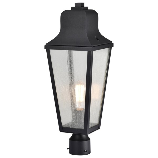 Lawrence - 1 Light Post Top - Matte Black With Clear Seeded Glass